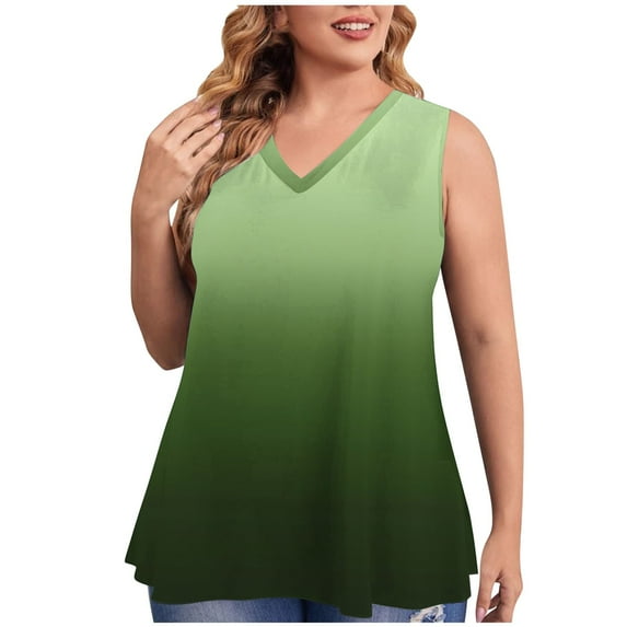 HAPIMO Women's Summer Tank Tops V-Neck Blouse Pleat Flowy Tunic Camisole Tie Dye/Floral/Leopard Print Tops Plus Size Strap Camis Camisoles Sleeveless Shirts for Girls s