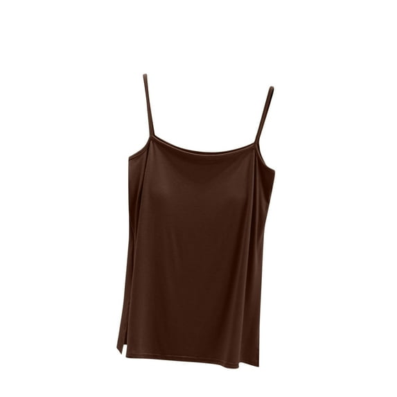 HAPIMO Women's Summer Tank Tops V-Neck Blouse Solid Color Print Tops Strappy Comfy Camisole Casual Loose Camis Camisoles Sleeveless Shirts for Girls Rollbacks Brown XL