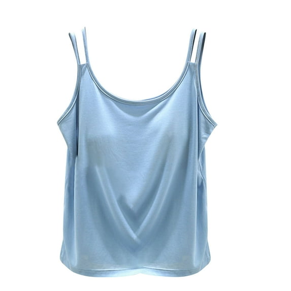 HAPIMO Women's Summer Tank Tops V-Neck Blouse Solid Color Print Tops Strappy Comfy Camisole Casual Loose Camis Camisoles Sleeveless Shirts for Girls Rollbacks Blue L