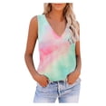 thumbnail image 1 of HAPIMO Women's Summer Tank Tops V-Neck Blouse Tie Dye Print Tops Casual Loose Fit Camis Vest Daily Camisole Sleeveless Shirts for Girls Discount Green L, 1 of 8