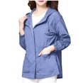 thumbnail image 1 of HAPIMO Women's Sun Protection Hoodies Long Sleeve Full Zip Jacket Lightweight Solid Pocket Jacket Coat Summer Fashion Casual Tops Blue XXXXXL, 1 of 3