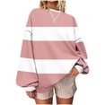thumbnail image 1 of HAPIMO Women's Sweatshirts Relaxed Fit Balloon Sleeve Crewneck Pullover Tops Fall Trendy Color Block Sweatshirts Casual Workout Tops Pink L, 1 of 5