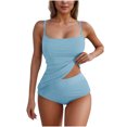 thumbnail image 1 of HAPIMO Women's Swimsuit Tankini Tummy Control Bathing Suits Two Piece Full Coverage Swim Suits and High Waisted Bottom Summer Beachwear with Chest Pad Light Blue L, 1 of 4