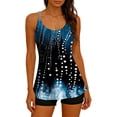 thumbnail image 1 of HAPIMO Women's Tankini Sets Tropical Print Spaghetti Straps Swim Top with Boyshort Flowy Modest Two Piece Bathing Suits Lightweight Summer Swimsuits for Beach Pool Vacation Black S, 1 of 8