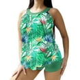 thumbnail image 1 of HAPIMO Women's Tankini Swimsuit with Boyshorts Sale Sleeveless Summer Beach Cross Neck Holiday Belly Control Hawaiian Tropical Rainbow Stripe Elegant Bikini Green S, 1 of 4