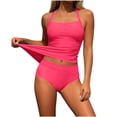 thumbnail image 1 of HAPIMO Women's Tankini Swimsuit Modest Two Piece Bathing Suits Swim Top with Bottoms Lightweight Summer Beach Vacation Suits with Built-in Bra Pads Hot Pink L, 1 of 6