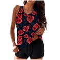thumbnail image 1 of HAPIMO Women's Tankini Swimsuits Summer Hawaiian Beachwear Two Piece Floral Print Swim Set Tank Top with Shorts Modest Bathing Suits Multicolor XL, 1 of 6