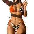 thumbnail image 1 of HAPIMO Women's Tiny Bikini Swimsuit Triangle Swimwear Sets Leopard Print Beachwear Halter Color Patchwork Bathing Suit Summer Seaside Clothes for Girls Rollbacks Orange L, 1 of 7