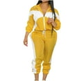 thumbnail image 1 of HAPIMO Women's Tracksuit Long Sleeve Lapel Tops Color Block Zip Up Jacket with Drawstring Jogger Pant Casual Sweatsuits Yellow XL, 1 of 6