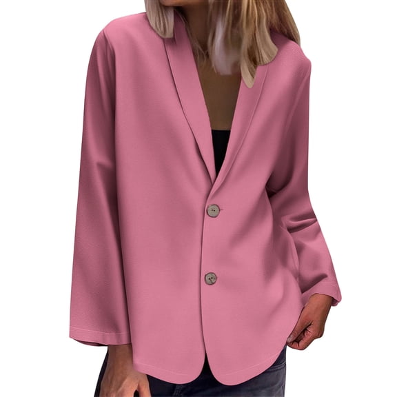 HAPIMO Women's Trendy Blazer Casual Long Sleeve Lapel Collar Cardigan Suit Jacket Loose Solid Two Button Coat Business Office Work Blazer Pink XXL