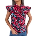 thumbnail image 1 of HAPIMO Women's Trendy Chiffon Loose Tops for Teen Girls Summer Tees Leopard Graphic Ruffle Sleeve Keyhole Neck Bowknot Pullover Elegant Casual Relaxed Blouses Hot Pink L, 1 of 8