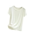 thumbnail image 1 of HAPIMO Women's Trendy Cotton Linen Loose Tops Summer Tees Solid Color Short Sleeve Drop Shoulder Crew Neck Pullover for Teen Girls Elegant Casual Relaxed Blouses White XL, 1 of 4