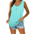 thumbnail image 1 of HAPIMO Women's Trendy Loose Cotton Lined Tank Tops Button Clearance for Teen Girls Solid Color Summer Tees Sleeveless Round Neck Shirts Casual Relaxed Workout Blouses Light Blue L, 1 of 7