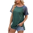 thumbnail image 1 of HAPIMO Women's Trendy Loose Raglan Tops Tunic Clearance for Teen Girls Solid Color Patchwork Summer Tees Short Sleeve Round Neck Pullover Elegant Casual Relaxed Blouses Green M, 1 of 6