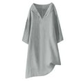 thumbnail image 1 of HAPIMO Women's Trendy Loose Tops Dressy Tunic Solid Color Summer Tees Elegant Casual Relaxed Blouses 3/4 Sleeve for Teen Girls V Neck Button Pullover Gray S, 1 of 5