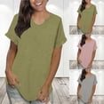 thumbnail image 1 of HAPIMO Women's Trendy Loose Tops Dressy Tunic V Neck Pullover Elegant Casual Relaxed Blouses for Teen Girls Solid Color Summer Tees Ruffle Sleeve Army Green XL, 1 of 6