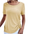 thumbnail image 1 of HAPIMO Women's Trendy Loose Tops Eyelet Dressy Tunic for Teen Girls Solid Color Drawstring Summer Short Sleeve Square Neck Pullover Elegant Casual Blouses Yellow XXL, 1 of 6