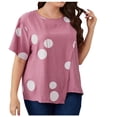 thumbnail image 1 of HAPIMO Women's Trendy Plus Size Loose Tops Summer Lace Crochet Splicing Solid Tees Fashion Clothing Round Neck Pullover Short Sleeve Shirts Pink XL, 1 of 7