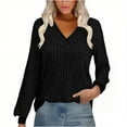 thumbnail image 1 of HAPIMO Women's Trendy Sweatshirts Long Sleeve V Neck Tops Loose Casual Comfy Pullover Blouses Lightweight Solid Shirts Fall Clothes Black XXL, 1 of 8