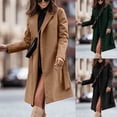 thumbnail image 1 of HAPIMO Women's Turn Down Collar Button Fall Double Breasted Midi Peacoat Trench Coats Long Sleeve Outwear Pockets Overcoats Casual Woolen Coat Winter Fashion Black XXL, 1 of 9