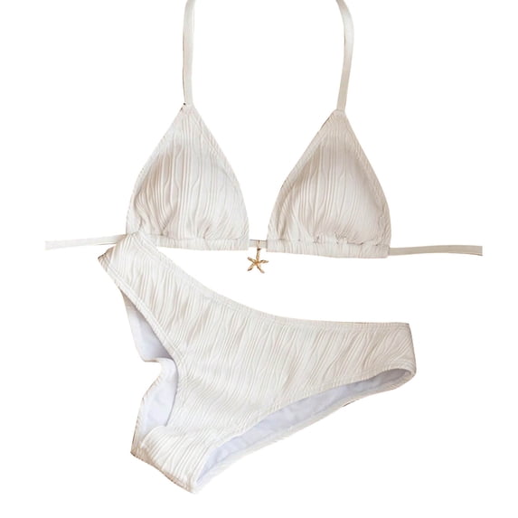 HAPIMO Women's Two Piece Swimsuit Padded Cups Swimming Use Flexible Material For Look For Beach Outings White XS
