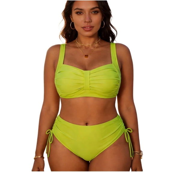 HAPIMO Women's Two Piece Swimsuit Plus Size Ideal For Summer Water Activities Comfortable For All Day Wear Green XXXL