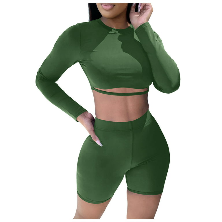 Womens' Workout Sets 2 Piece Gym Outfits for Seamless Yoga (Green