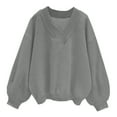 thumbnail image 1 of HAPIMO Women's V Neck Pullovers Loose Sweaters Vacation Color Block Tops Workout Casual Ribbed Lantern Sleeve Sweatshirts Outfits Fashion Gray M, 1 of 6