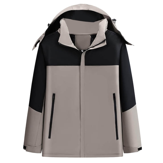 HAPIMO Women's Waterproof Jacket Coat Outdoor Casual Workout Jacket Long Sleeve Zipper Coat Color Block Zip Pocket Coats Fall Winter Thickened Warm Outerwear Gray L