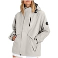 thumbnail image 1 of HAPIMO Women's Waterproof Jacket Long Sleeve Zip Up Jacket Coat Outdoor Casual Hiking Coat Solid Big Flap Pockets Hoodies Fall Winter Trendy Outerwear Jacket Gray XXL, 1 of 9