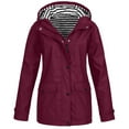 thumbnail image 1 of HAPIMO Women's Waterproof Jacket Outdoor Sports Jacket Fall Casual Warm Coats Long Sleeve Zip Up Jacket Coats Solid Pocket Hooded Coat Wine L, 1 of 5