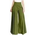 thumbnail image 1 of HAPIMO Women's Wide Leg Cuff Pants Summer Solid Pleated Comfy High Elastic Waist Trousers for Girls Leisure Workout Sports Loose Green M, 1 of 9
