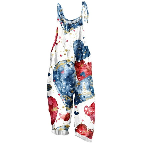 HAPIMO Women's Wide Leg Jumpsuit Overalls Relaxed Sleeveless Square Neck Trousers Fit Casual Daily Button Fashion Vintage Floral Multi-color L