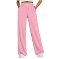 thumbnail image 1 of HAPIMO Women's Wide Leg Sweatpants Drawstring Straight Leg Joggers Pants Baggy Solid Workout Pants Casual Fall Winter Trendy Sweatpants Pink XXL, 1 of 5