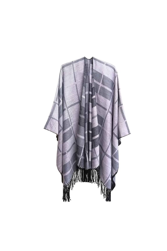 Women's Winter Plaid Printed Coat Casual Sweaters Woolen Coat Loose Knitted Jackets Fashion Long Sleeve Outwear Shawl Open Front Cardigans Poncho Fall Pink