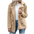 thumbnail image 1 of HAPIMO Women's Winter Soft Fleece Coat Turn Down Collar Button Long Sleeve Outwear Double Breasted Midi Peacoat Trench Coats Casual Warm Cardigans Fashion Yellow XXL, 1 of 6