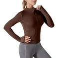 thumbnail image 1 of HAPIMO Women's Workout Jacket Slim Fit Long Sleeve Solid Tops Lightweight Full Zip Yoga Jacket Sun Protection Cropped Athletic Jacket Coffee XL, 1 of 5