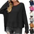 thumbnail image 1 of HAPIMO Women's Workout Solid Color Blouses Crew Neck Sweatshirts Fall Lantern Sleeve Tees Fashion Loose Basic Ribbed Sweaters Tops Regular Fitted Casual Knitted Beige L, 1 of 4