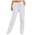 thumbnail image 1 of HAPIMO Women's Workout Sweatpants Drawstring Teens High Waist Straight Leg Pants Casual Trousers Pockets Spring Loose Cargo Pants for Girls Fall Sports Activewear White XL, 1 of 1