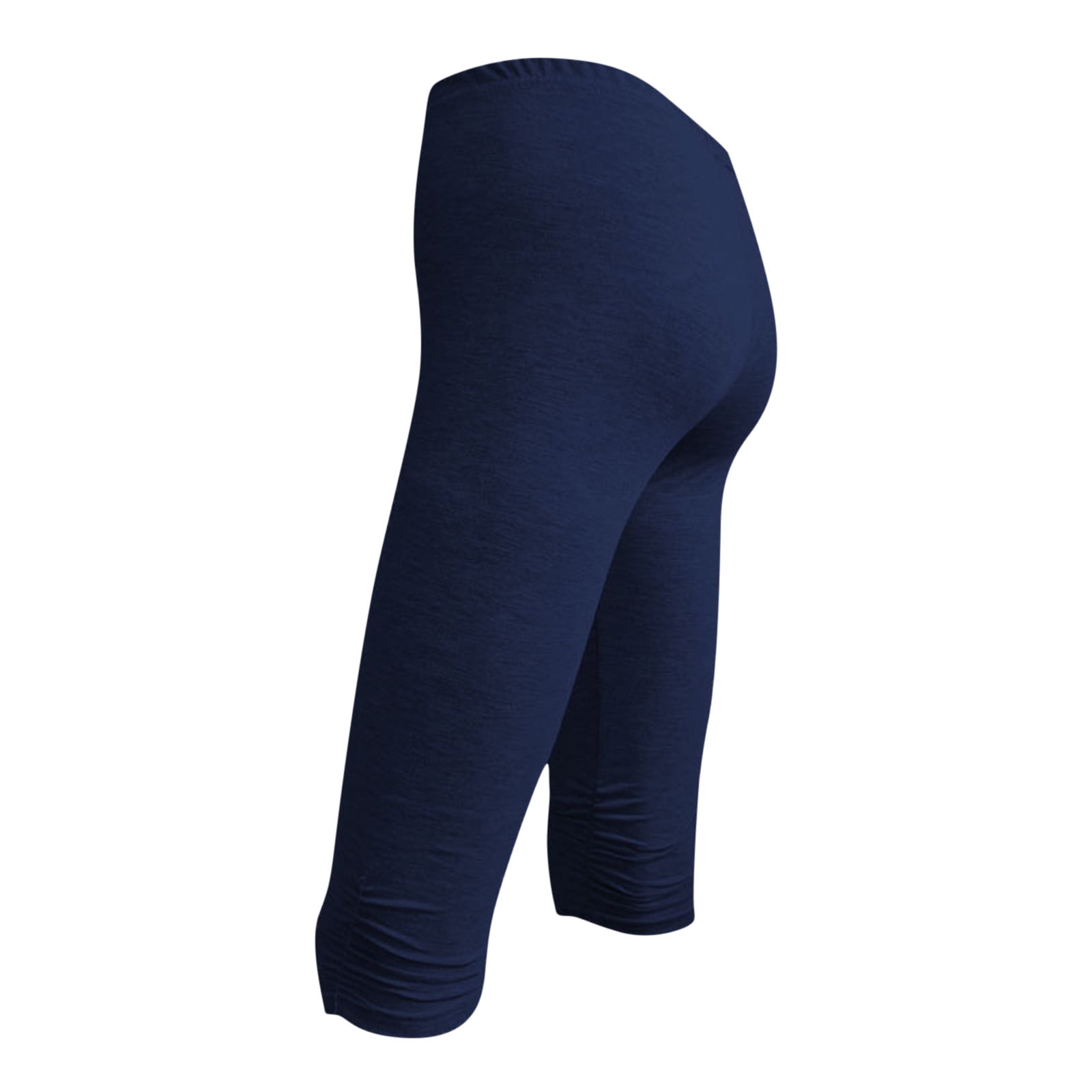 Capri Sport Leggings For Women Navy Plaid High Waist Quick Dry Nylon Blend Eco Friendly