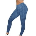 thumbnail image 1 of HAPIMO Women's Yoga Leggings Pants Summer Sale Fashion Breathable Imitation Denim High Elastic Waist Trousers for Girls Stretch Fit Blue XL, 1 of 4