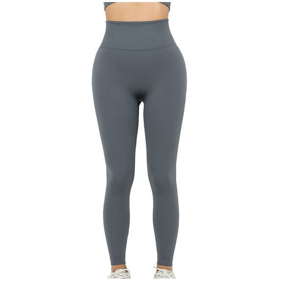 HAPIMO Women's Yoga Pants High Waist Tummy Control Workout Pants Hip Lift Tights Stretch Athletic Slimming Running Yoga Leggings for Women Gray L
