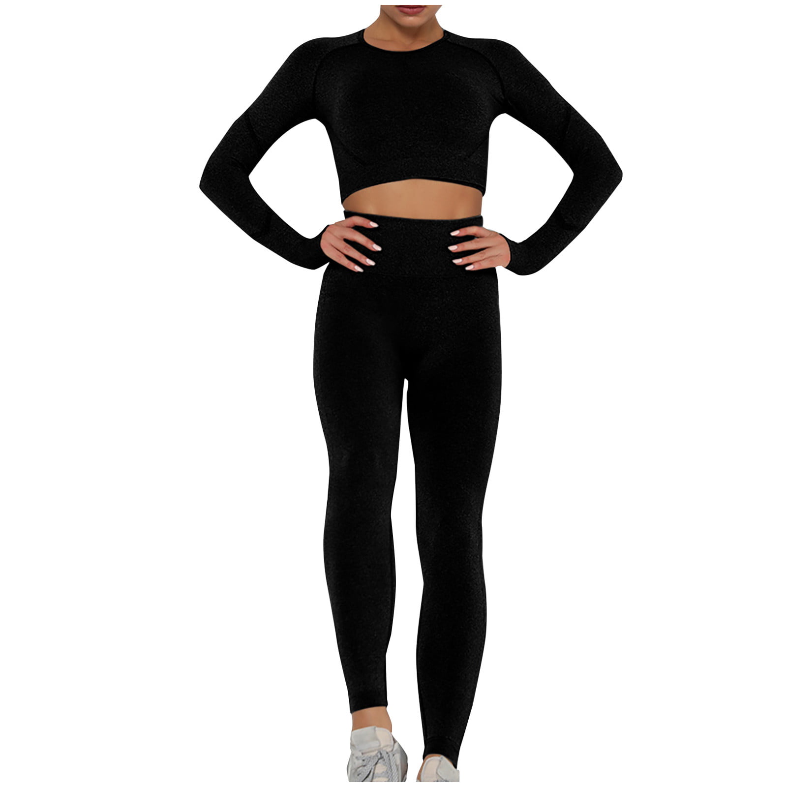 HAPIMO Women's Yoga Sets Sports Fitness High Waist Hip-Lifting Trousers  Workout Clothes Gym Leggings Sets Discount Khaki XL 