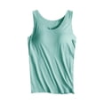 thumbnail image 1 of HAPIMO Women's Yoga Tank Tops Sports Padded Seamless Double Layer Shaping Tops Solid Color Cotton Shirts for Teen Girls Summer Beach Tees Sleeveless Fitness Green XL, 1 of 6