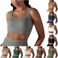 thumbnail image 1 of HAPIMO Women's Yoga Tank Tops Sports Crop Tops Summer Beach Tees Solid Color Sleeveless Fitness Square Neck Shirts Workout Casual Tops for Teen Girls Trendy Army Green, 1 of 6