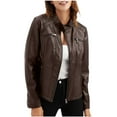 thumbnail image 1 of HAPIMO Women's Zip Up Stand Collar Fall Loose Leather Jackets Motocycle Casual Short Biker Jackets Fashion Long Sleeve Outwear Pockets Winter Outfits Coat Brown M, 1 of 6