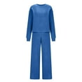thumbnail image 1 of HAPIMO Womens 2 Piece Lounge Sets Casual Sweatsuits Matching Set Long Sleeve Pullover Tops with Elastic Waist Wide Leg Pant Homewear Sets Blue XL, 1 of 7