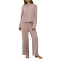 thumbnail image 1 of HAPIMO Womens 2 Piece Lounge Sets Casual Sweatsuits Matching Set Long Sleeve Pullover Tops with Elastic Waist Wide Leg Pant Homewear Sets Pink S, 1 of 9