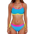 thumbnail image 1 of HAPIMO Womens Bikini Sets Color Block Swimsuits Two Piece Bathing Suits Bra Style Top with Tie Side Bottoms Summer Casual Beach & Pool Outfits Hot Pink XXL, 1 of 9