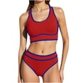 thumbnail image 1 of HAPIMO Womens Bikini Sets Sporty Crop Top with Bottom Two Piece Bandeau Bathing Suits Fashion Summer Beach Vacation Swim with Chest Pad Red M, 1 of 6